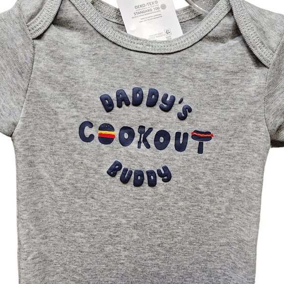 Daddys Cookout Buddy - 12 Months - Gray - 4th of July - NWT -‎ Red White Blue - Picture 3 of 5